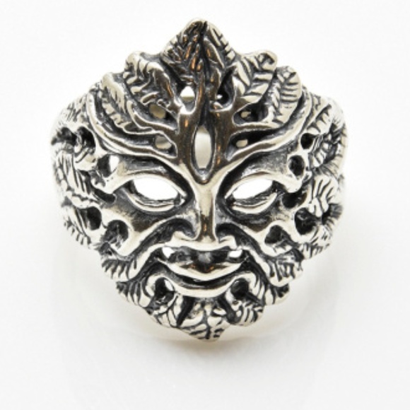 Green Man Ring .925 Sterling Silver Greenman made in USA - Picture 2 of 8